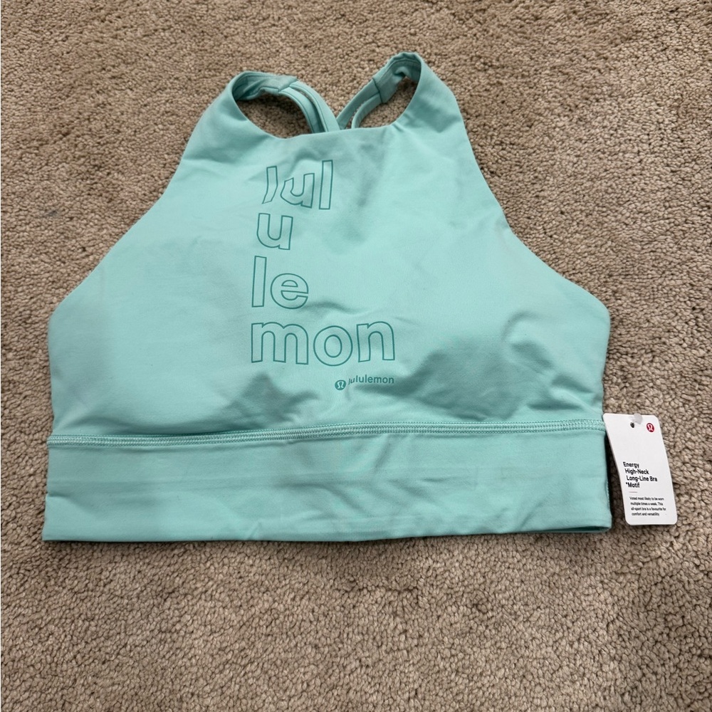 NWT Lululemon Energy High-Neck Longline Bra *Motif B–D Cups Wild Mint Size 8